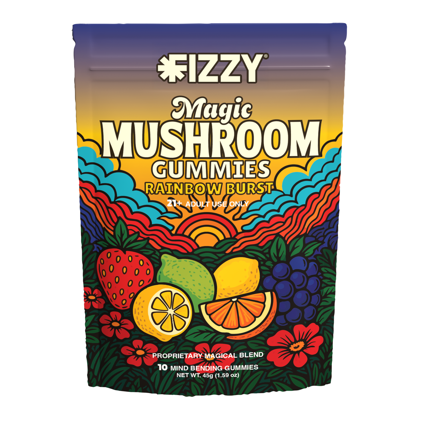 Fizzy Mushroom Rainbow Burst Flavor 10 Gummy Package