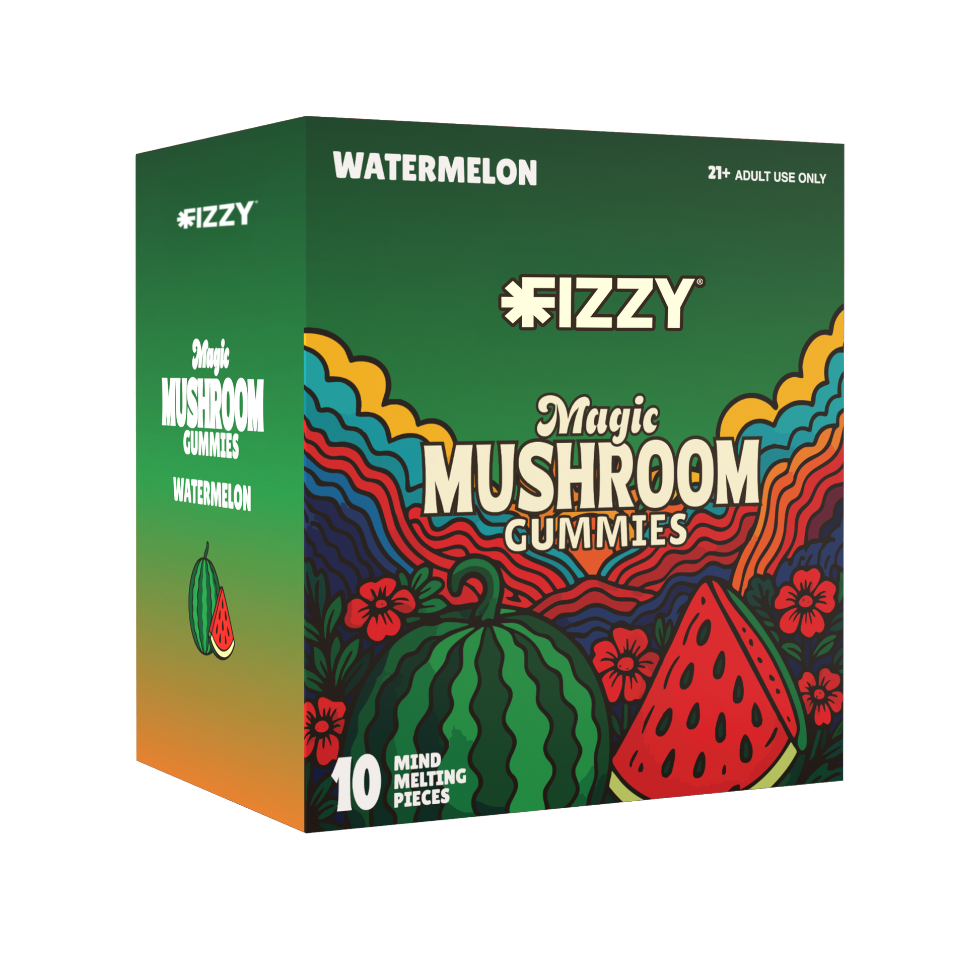 Fizzy Mushroom Watermelon Flavor 10 Gummy 10 Pack Case