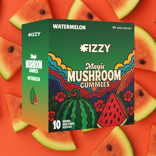 Fizzy Mushroom Watermelon Flavor 10 Gummy 10 Pack Case Watermelon Background