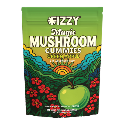 Fizzy Mushroom Green Apple Flavor 10 Gummy Package
