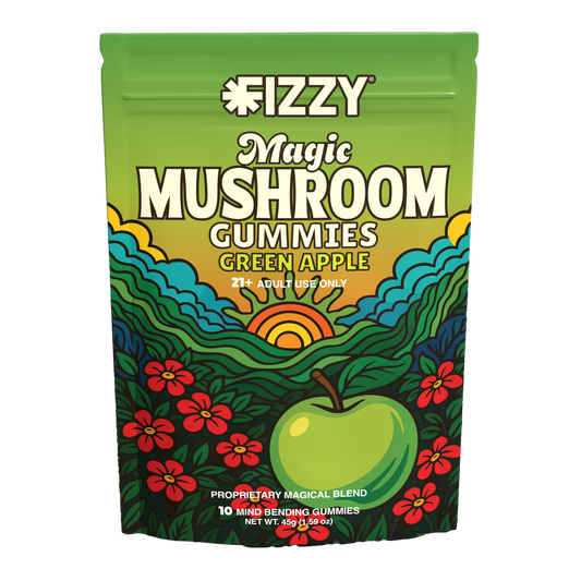 Fizzy Mushroom Green Apple Flavor 10 Gummy Package