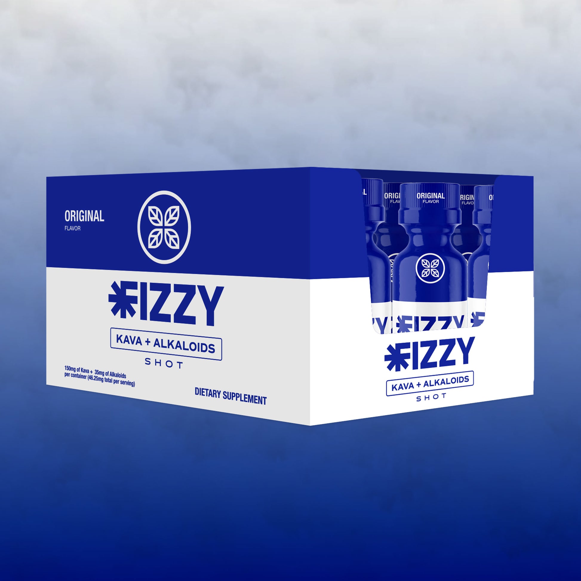 Fizzy Kava Original Flavor 150mg 12 Bottle Case Background