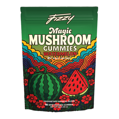 Fizzy Mushroom Watermelon Flavor 10 Gummy Package