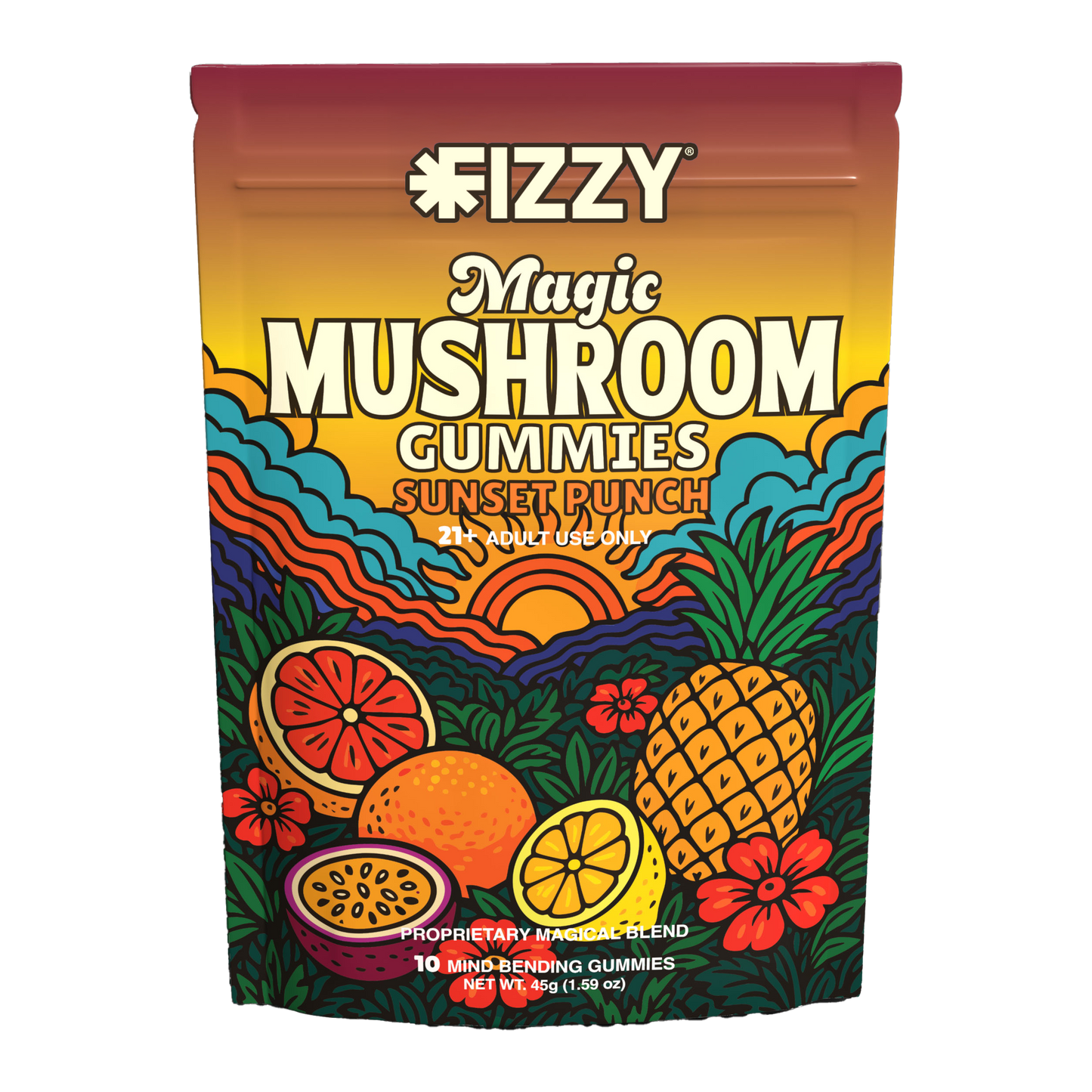 Fizzy Mushroom Sunset Punch Flavor 10 Gummy Package