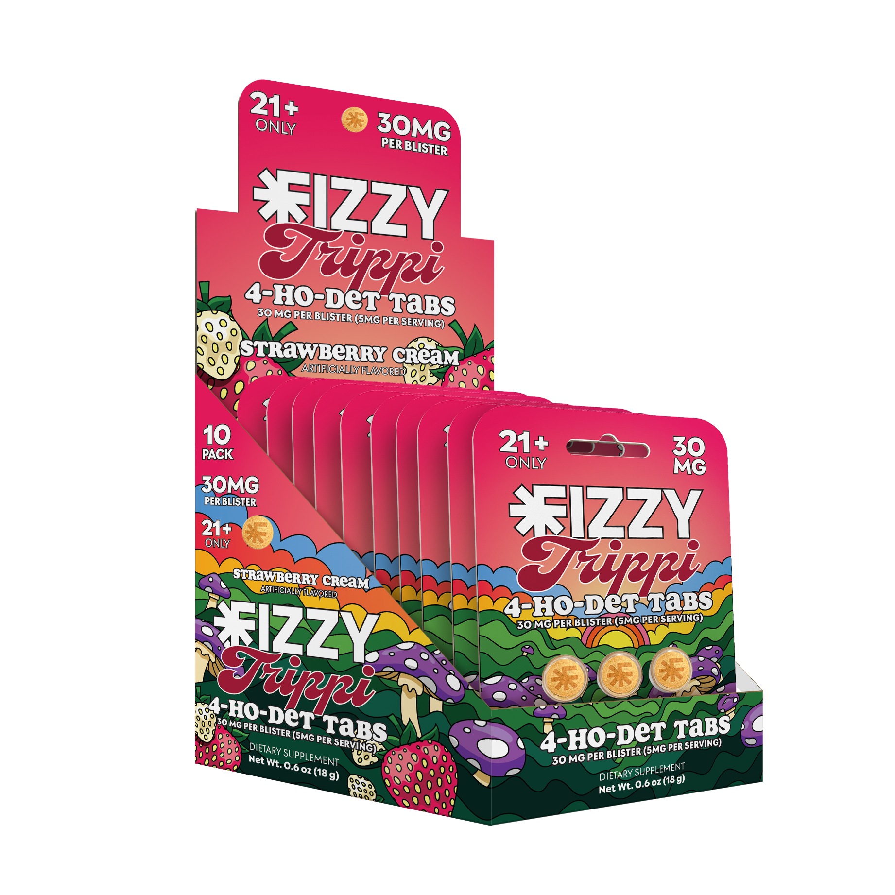 Fizzy Trippi Strawberry Cream Flavor 30mg 3 Tab 10 Pack Case