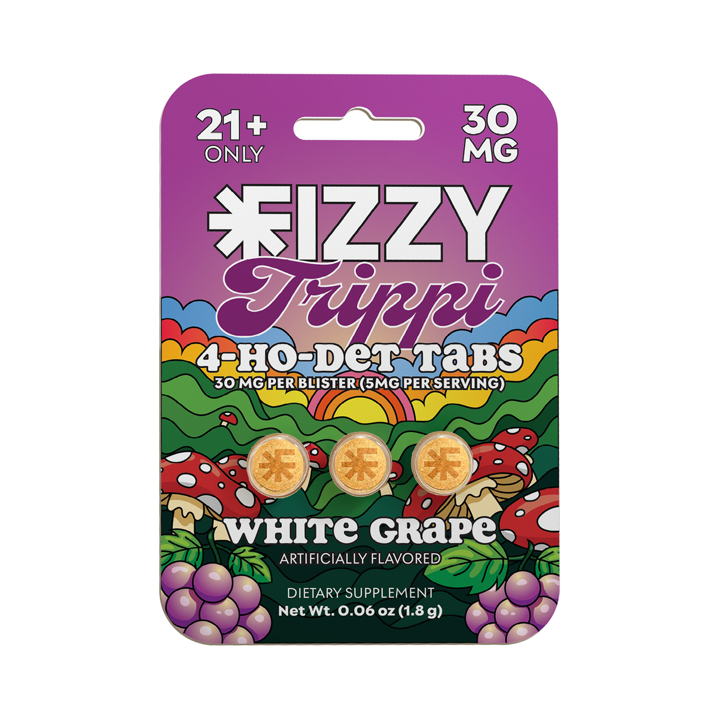 Fizzy Trippi White Grape Flavor 30mg 3 Tab Package