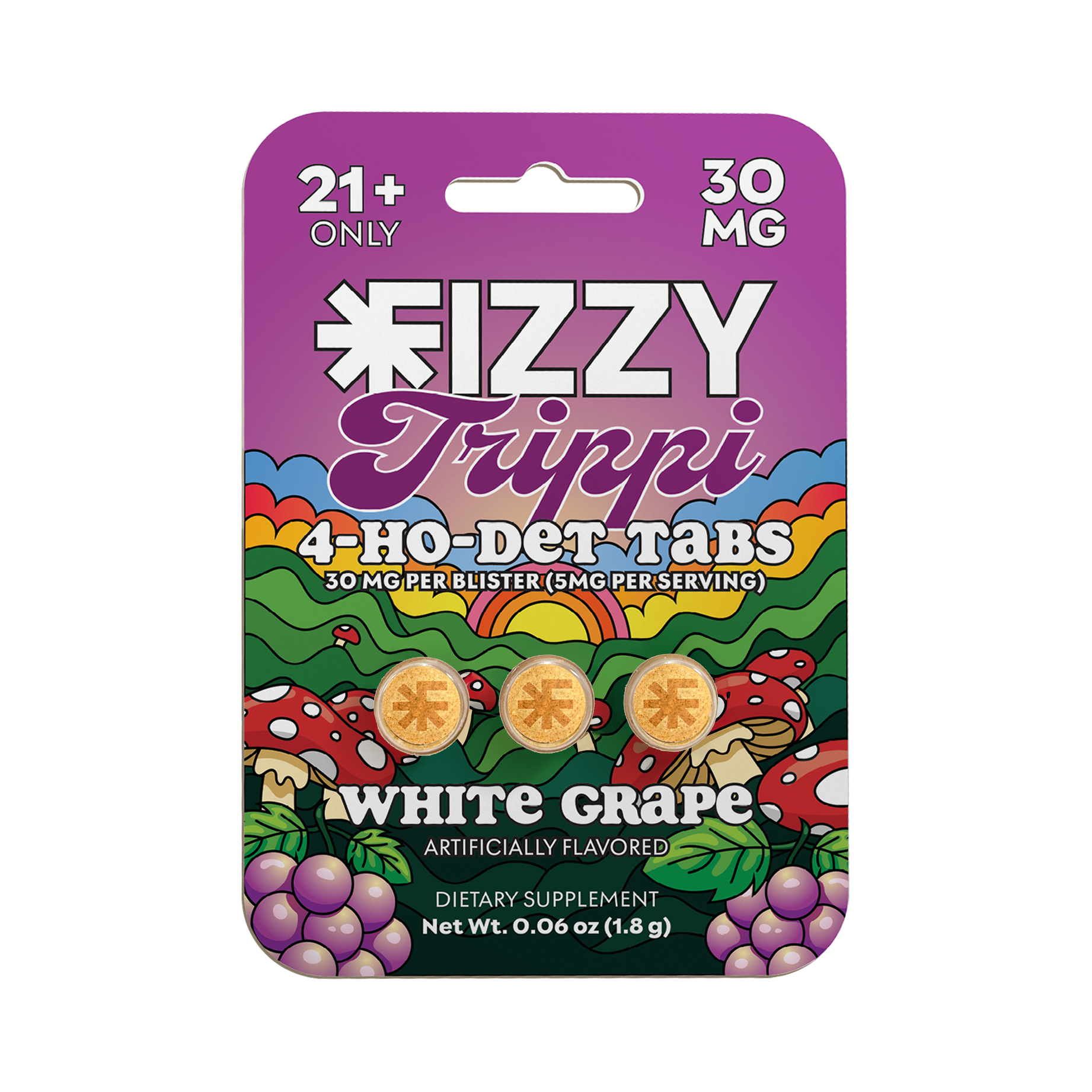 Fizzy Trippi White Grape Flavor 30mg 3 Tab Package