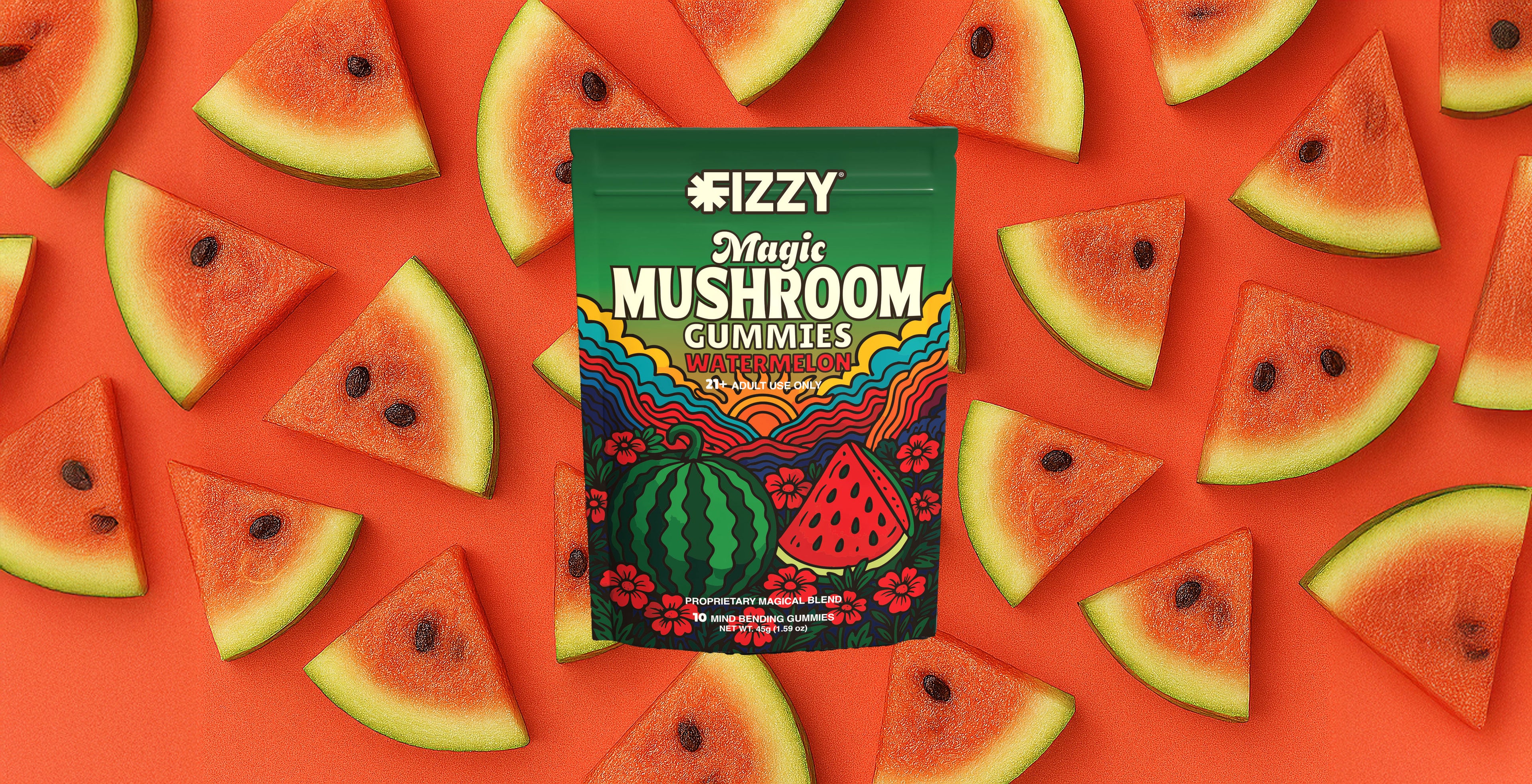 Fizzy Watermelon Mushroom Gummies Header Background