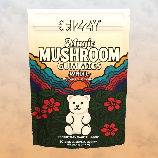 Fizzy Mushroom White Flavor 10 Gummy Package Background