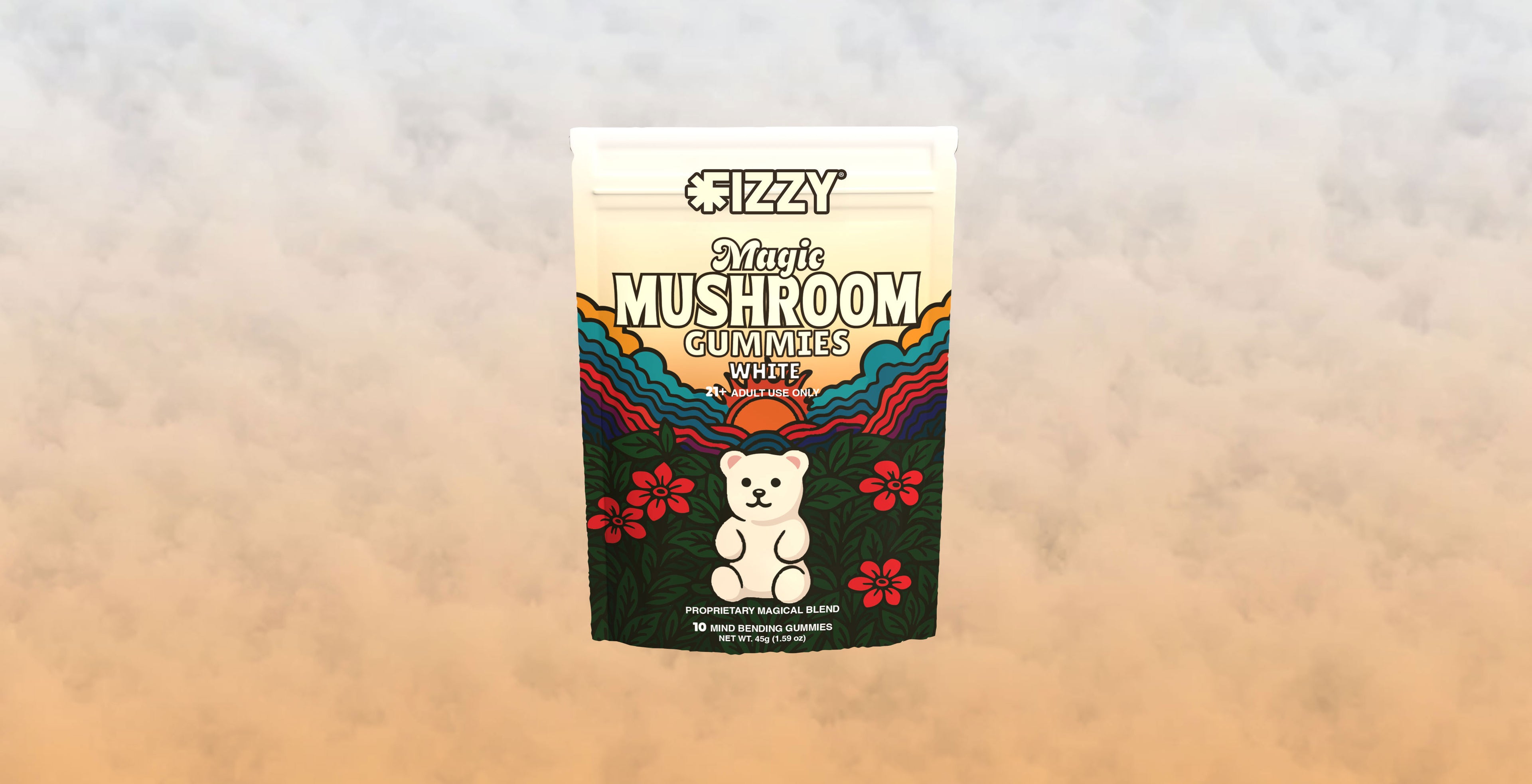 Fizzy White Mushroom Gummies Header Background